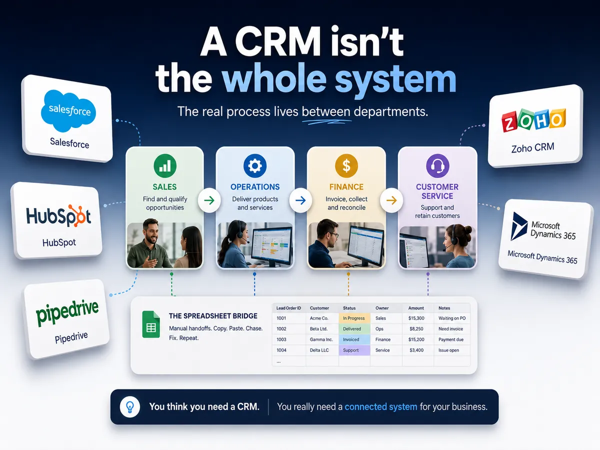 You probably don’t need a CRM; you need the work to flow properly.